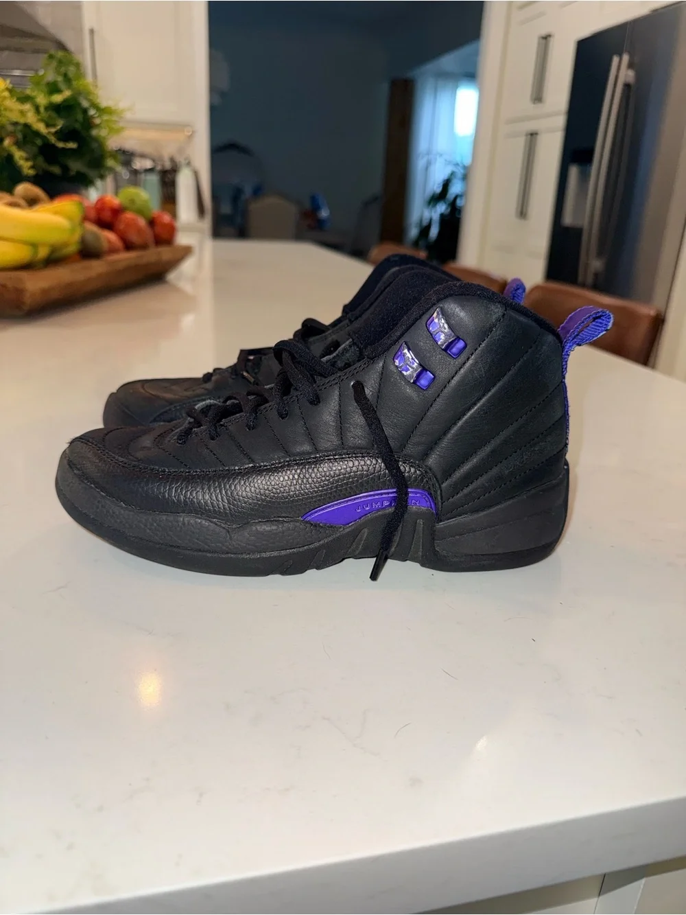 Jordan Kids Black and Purple High-Top Sneakers